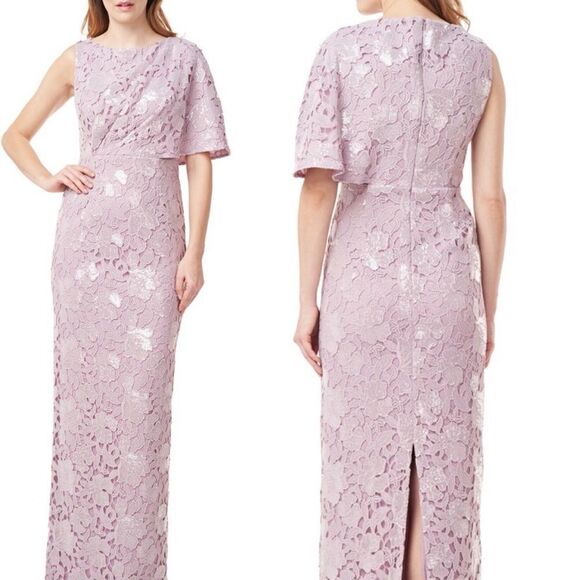 NWT JS Collections Arabella Sequin Guipure Lace Pleated Gown in Amethyst size 2 - Picture 5 of 16
